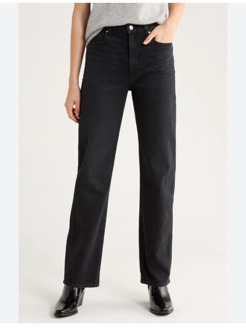 PAIGE Women's “Stevie” Jeans Black Shadow Size 29 High Waist StraightLeg $249